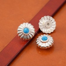 10PC 16MM SHINY SILVER WESTERN SUN FLOWER BEAD CONCHOS STUD TACK SCREWBACK