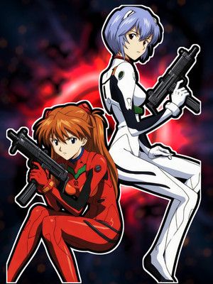 Anime Asuka Langley Soryu X Rei Ayanami 6'' High Quality Vinyl Sticker
