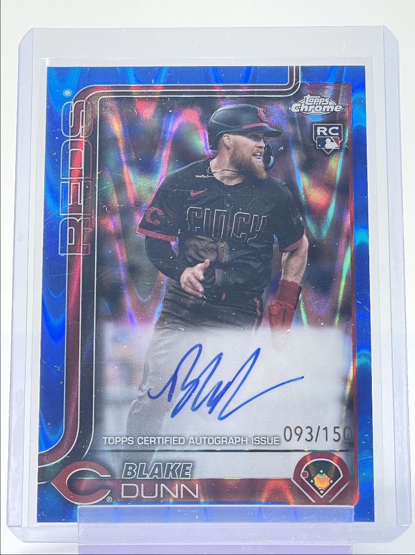 BLAKE DUNN 2025 TOPPS CHROME ROOKIE BLUE RAYWAVE REFRACTOR RC AUTO /150 Q4071