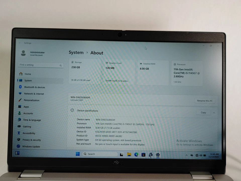 Dell Latitude 5320 Core i5-1145G7 2.60 GHz 8 GB 256 GB NVMe Windows 11 Pro - Image 2 of 4