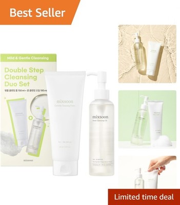 Gentle 2-Step Cleansing Set: Centella Foam & Bean Oil for Hydrated Skin