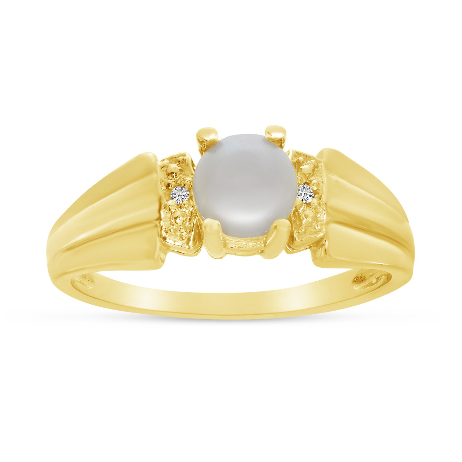 LXR 10k Gelbgold Freshwater Cultured Perle und Diamant Ring 160890₽