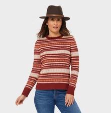 HOT DU.LUTH Women's Shore Leave Fair Isle Sweater - Brick Heritage Fair Isle NEW