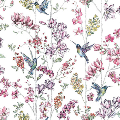 Holden Decor Glitzer Kolibri weiß/mehrfarbig Blumen Vogel glatt Tapete 12420