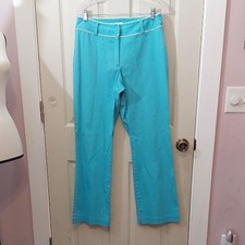 Liz Claiborne Audra Sky Blue White Tailored Straight Leg Trousers Pants Size 10