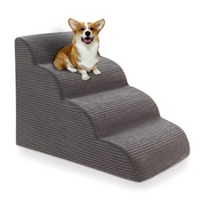 Curved Dog Stairs Ramp for High Beds 19.7" H, 4-Step Dog Steps for Small Dogs...