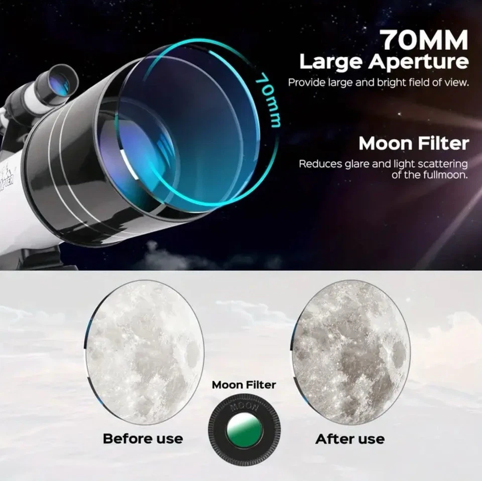 Telescope 150X 70mm ,high magnification portable astronomical telescope - Image 3 of 4
