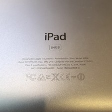 Apple iPad Tablet Silver 64GB Storage Wi-Fi 3G Cellular Model A1396