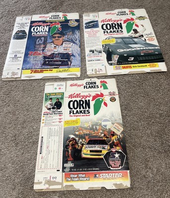 Nascar DALE EARNHARDT  1990 s Lot of 3 Empty Cereal Boxes Corn Flakes