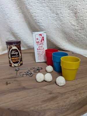 932 Vtg 1960s Cups and Balls Magic Trick, & 1950s Mixed Nuts Joke No Snake