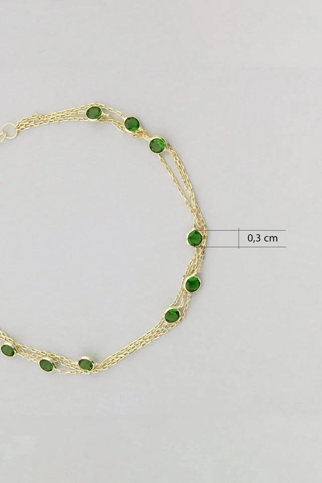 Brazalete Circón Verde Chapado en Oro 18K Plata de Ley 925 Foto 4 de 4