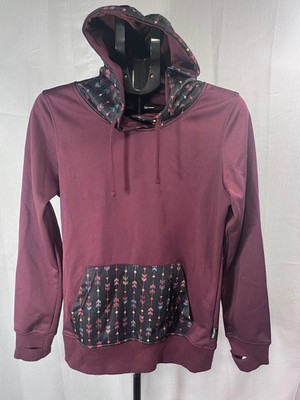 Empyre Snowboard Hoodie Mens M Maroon Arrow Print Pocket Thumbholes Pullover