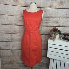 Banana Republic Womens Coral Orange Sleeveless Cotton Sheath Dress Size 4