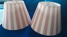 2 JOHN LEWIS  PINK -CREAM STRIPES LARGE LAMP OR LIGHT SHADE NEW 