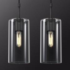 ZHTIECHUI Modern Black Pendant Lights Kitchen Island 2-Pack Glass Pendant Light