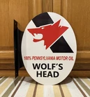 Wolf’s Head Motor Oil Flange Sign Doubled Sided Vintage Style Wall Decor