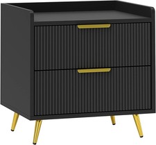 Bedside Cabinet Bedroom Table with Drawers Sideboard Storage Unit Black