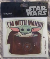 Disney Parks Star Wars Mandalorian Grogu  I'm with Mando  Car Fridge Magnet