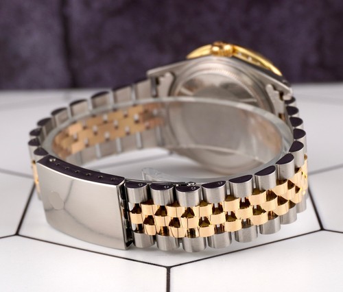 Rolex Uomo Datejust 36mm Yg & Acciaio Iced 2.50ct Diamanti Rosa Palma Dial Watch - Foto 6 di 12