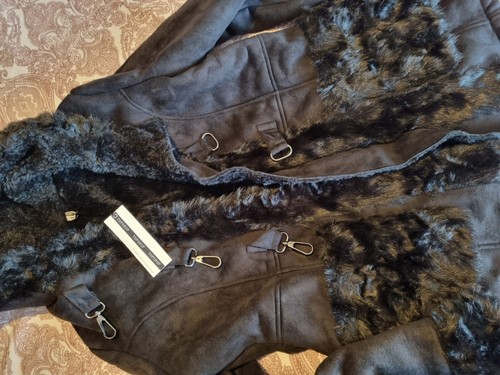 Topshop faux suede hooded Jacket Size 14 - Picture 7 of 7