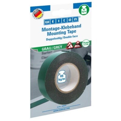 WEICON Double-Sided Mounting Tape, Heavy Duty, 3m x 19mm, Grey