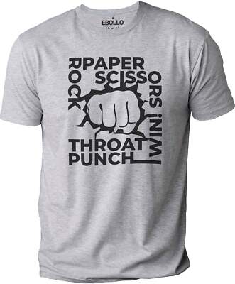 Rock Paper Scissors Throat Punch I win Funny T-Shirt Sarcastic Graphic Tee