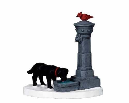 Lemax Decoration 'Water Fountain', Christmas Cake Decorating, Dog & Bird Figures