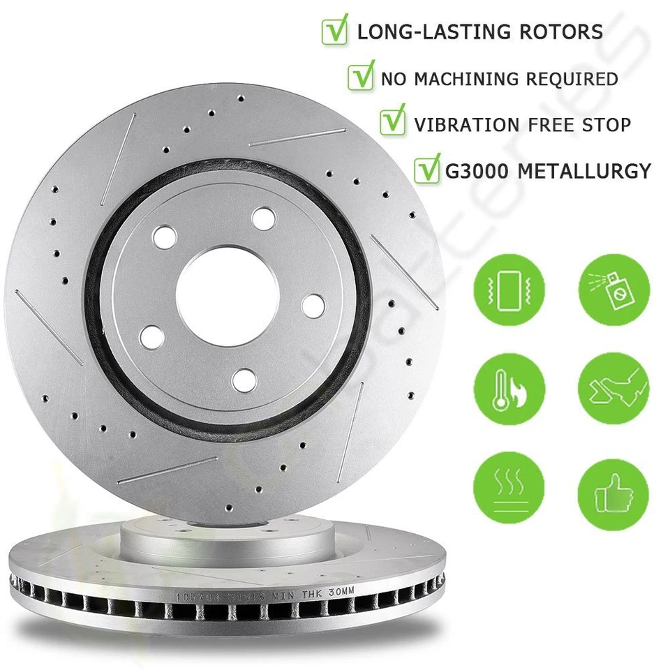 Front Rear Brake Rotors And Pads Kit Cearmic For 2005-2008 Pontiac G6 - Image 2 of 4