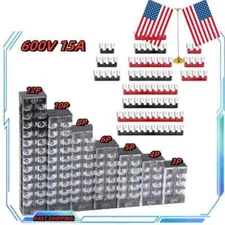 600V 3-12 Positions 15A Dual Row Screw Terminal Block Terminal Barrier Strip