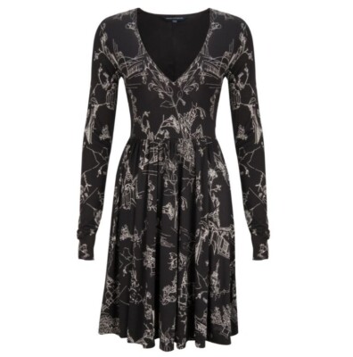 french connection jersey wrap dress FRENCH CONNECTION ANASTASIA JERSEY WRAP DRESS BLACK UK 10 RRP 75 LN043 LL 08