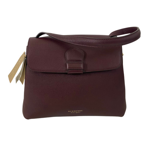 Burberry Derby Calfskin House Check Medium Camberley Burgundy Red