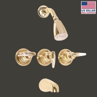 Tub Faucet Brass Tub/shower Set W/3 Handles Wall Mount | Renovator's Supply Tub Faucet Brass Tub/shower Set W/3 Handles Wall Mount | Renovator's Supply