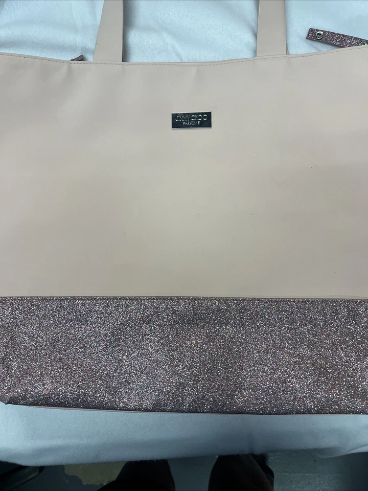 BOLSO DE MANO GRANDE JIMMY CHOO, ELEGANTE ROSA CLARO + FONDO BRILLANTE 14”X 20” Foto 3 de 4