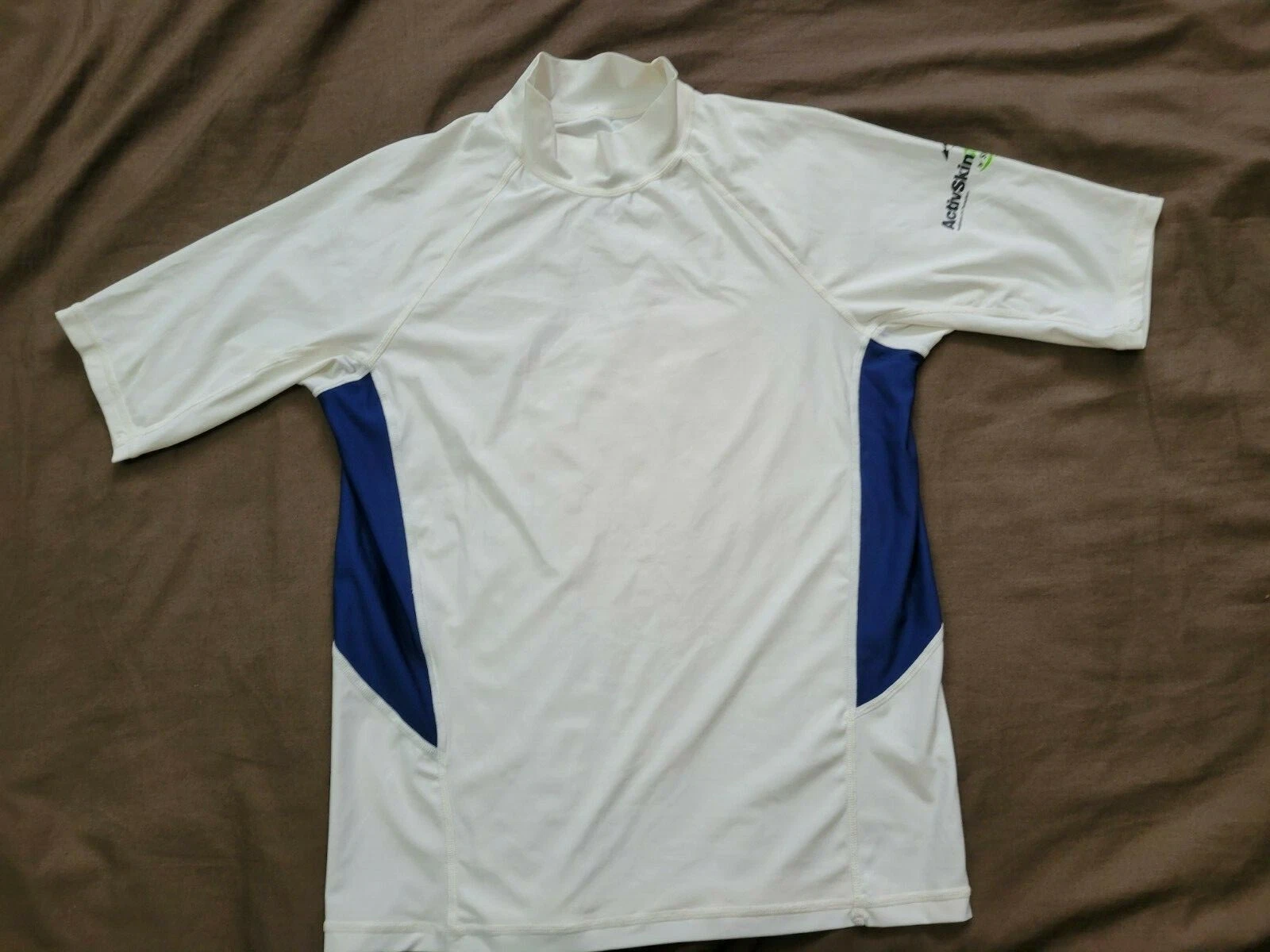 ACTIVE SKIN Unisex UV PROTECTION White Blue T-Shirt Small