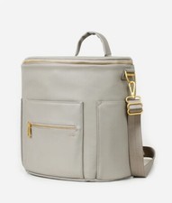 Fawn Design The Original Large Backpack Messenger Diaper Bag Gray Vegan Leather