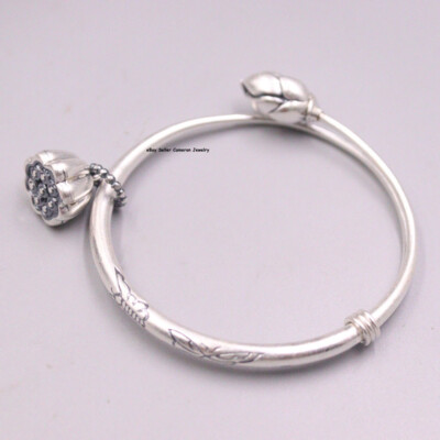 Pure S999 Fine Silver 999 Bangle Women Lucky 4mm Lotus Bud