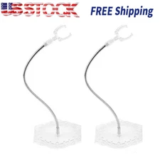 2 Pack Clear Action Figure Stand Action Display Holder Metal Support Arm