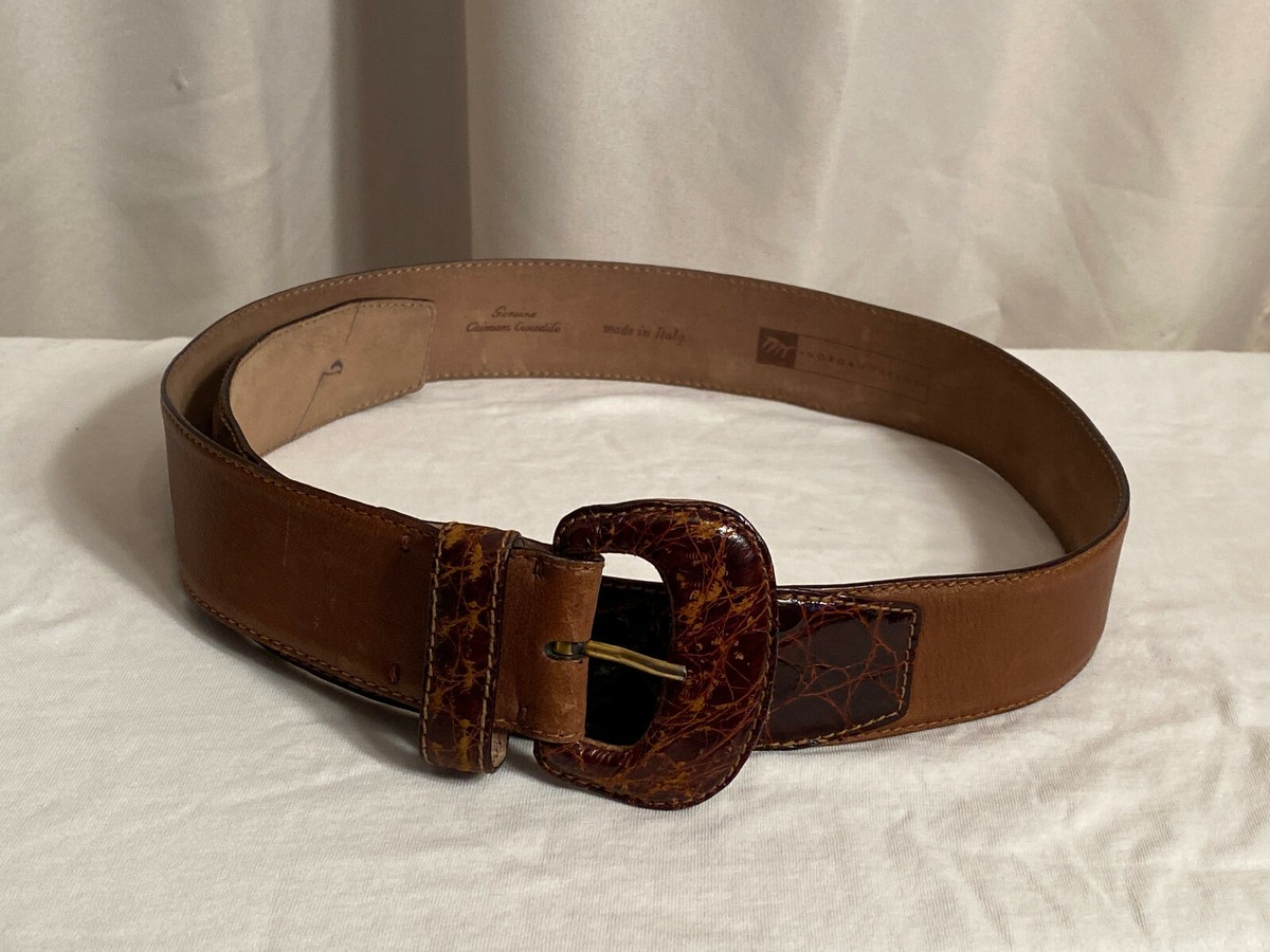 Morgan Taylor Mohair Leather Belt 80s 90s MORGAN TAYLOR Wide Butterscotch Brown Lizard Grain  main image 2