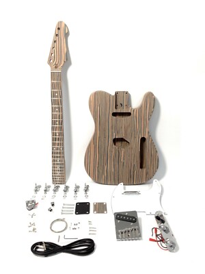 HDE500TL Complete No-Soldering Electric Guitar DIY, All Technical ZebraWood, SS
