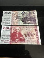 Icelandic Banknotes 1000 And 500 Kroner