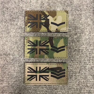 UK British Army Style Multicam Rank & Union Jack Flag Patch Hook & Loop ...