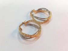 Orecchini anella fantasia donna/ragazza oro giallo e bianco 18 kt 750 %