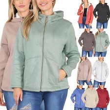 Ladies Womens Sherpa Fleece Fur Lined Padded Hooded Jacket Warm Hiking Coat
