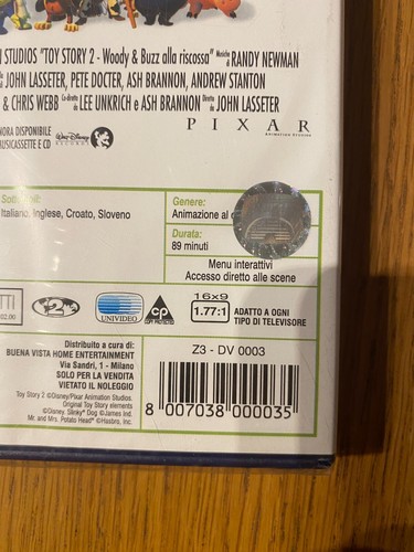 TOY STORY 2 DVD DISNEY OLOGRAMMA TONDO NUOVO SIGILLATO Z3 DV 0003 - Foto 3 di 3