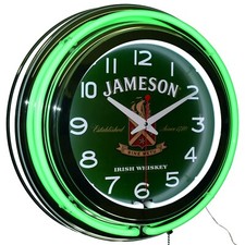 15 Jameson Irish Whisky Double Neon Clock Man Cave Bar Game Room Decor Green