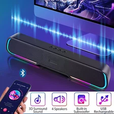 Surround Sound Bar 4 Speaker System Wireless BT Subwoofer TV Home Theater