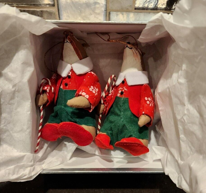 NEW SET of 2 Christmas Mice Ornaments MIB VINTAGE Lord&Taylor- Night Before XMAS