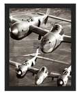 LOCKHEED P-38 LIGHTING FIGHTERS IN FLIGHT WW2 8X10 SEPIA FRAMED PHOTO