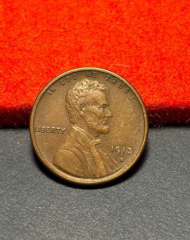 (#102962) Lincoln Wheat Cent:  1913 S  XF   Better date!