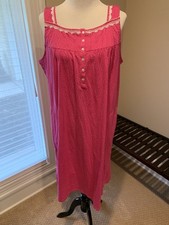 Aria nightgown xl gown 100 cotton knit pink white dots pockets buttons chemise